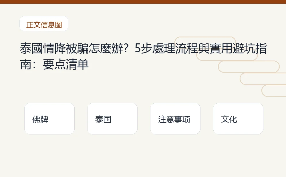 泰國情降被騙怎麼辦?5步處理流程與實用避坑指南插图1 泰國情降被騙怎麼辦?5步處理流程與實用避坑指南:要点清单 泰国佛牌与法事内容说明图