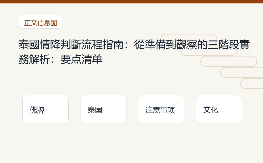 泰國情降判斷流程指南：從準備到觀察的三階段實務解析：要点清单 泰国佛牌与法事内容说明图
