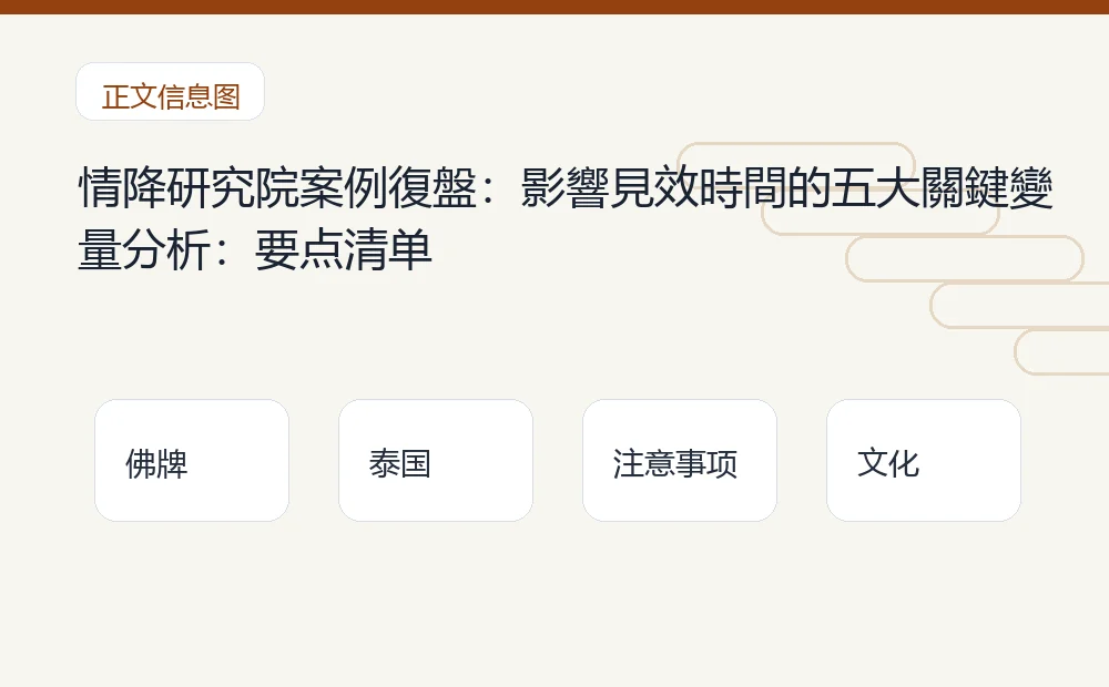 情降研究院案例復盤:影響見效時間的五大關鍵變量分析插图1 情降研究院案例復盤:影響見效時間的五大關鍵變量分析:要点清单 泰国佛牌与法事内容说明图