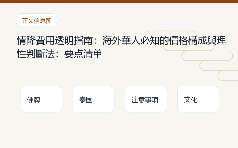 情降費用透明指南:海外華人必知的價格構成與理性判斷法插图1 情降費用透明指南:海外華人必知的價格構成與理性判斷法:要点清单 泰国佛牌与法事内容说明图
