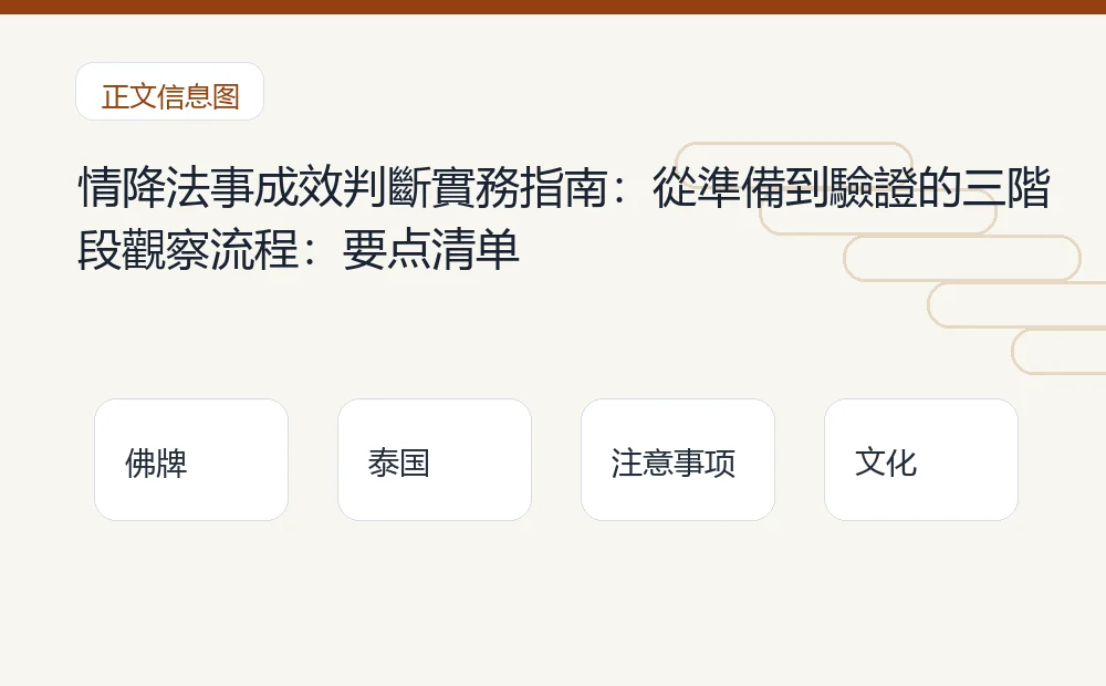 情降法事成效判斷實務指南：從準備到驗證的三階段觀察流程：要点清单 泰国佛牌与法事内容说明图