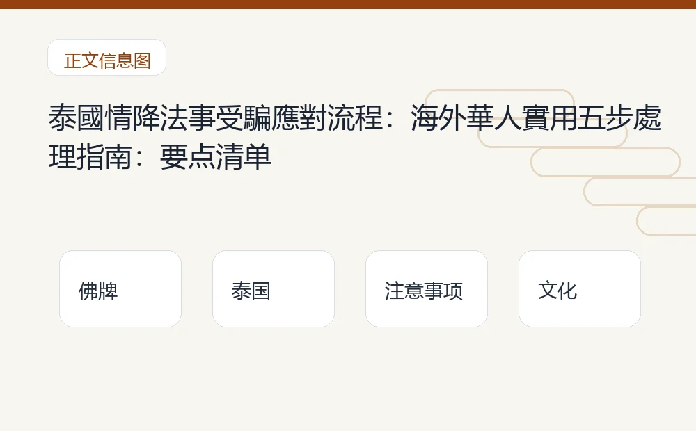 泰國情降法事受騙應對流程:海外華人實用五步處理指南插图1 泰國情降法事受騙應對流程:海外華人實用五步處理指南:要点清单 泰国佛牌与法事内容说明图