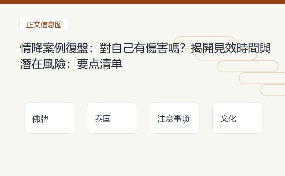 情降案例復盤:對自己有傷害嗎?揭開見效時間與潛在風險插图1 情降案例復盤:對自己有傷害嗎?揭開見效時間與潛在風險:要点清单 泰国佛牌与法事内容说明图