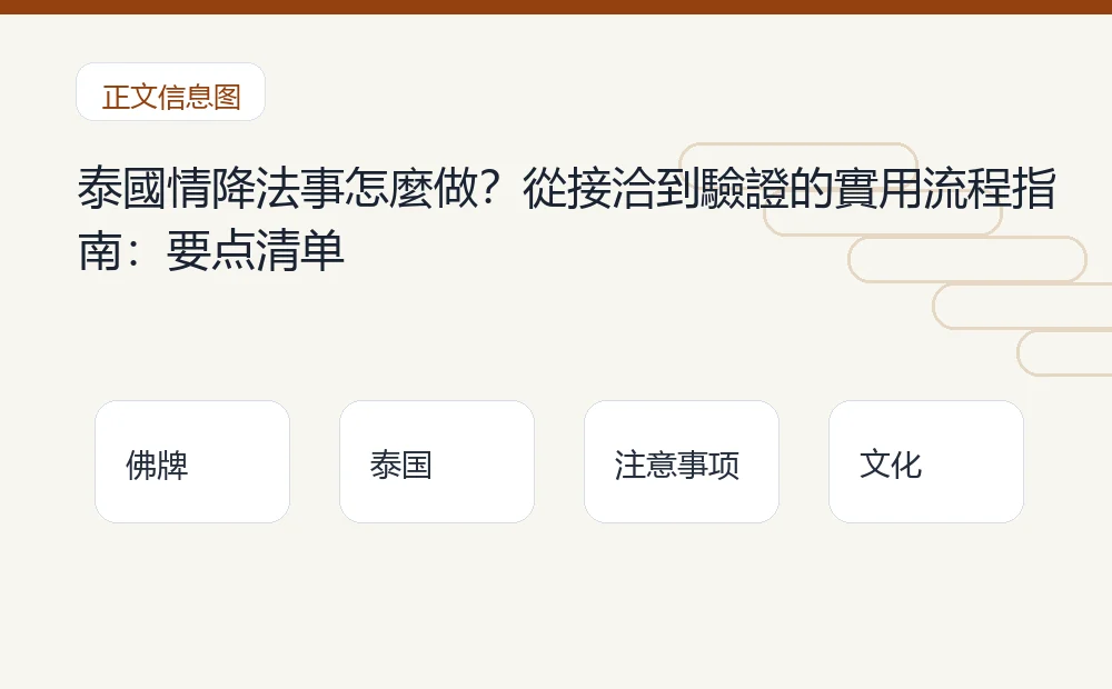 泰國情降法事怎麼做？從接洽到驗證的實用流程指南：要点清单 泰国佛牌与法事内容说明图
