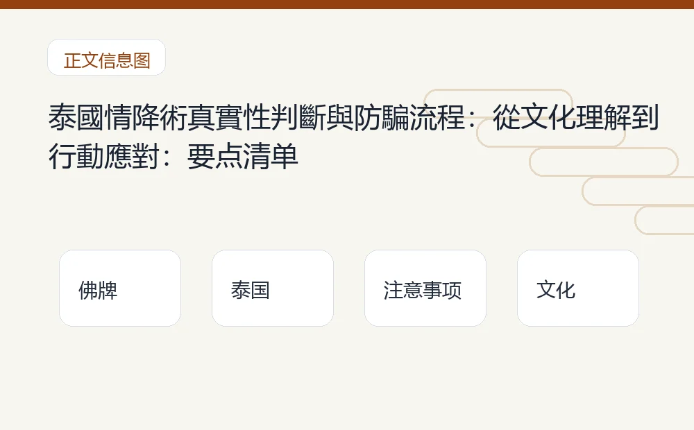 泰國情降術真實性判斷與防騙流程:從文化理解到行動應對插图1 泰國情降術真實性判斷與防騙流程:從文化理解到行動應對:要点清单 泰国佛牌与法事内容说明图