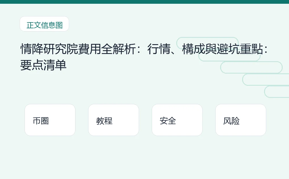 情降研究院費用全解析:行情、構成與避坑重點插图1 情降研究院費用全解析:行情、構成與避坑重點:要点清单 币圈内容说明图