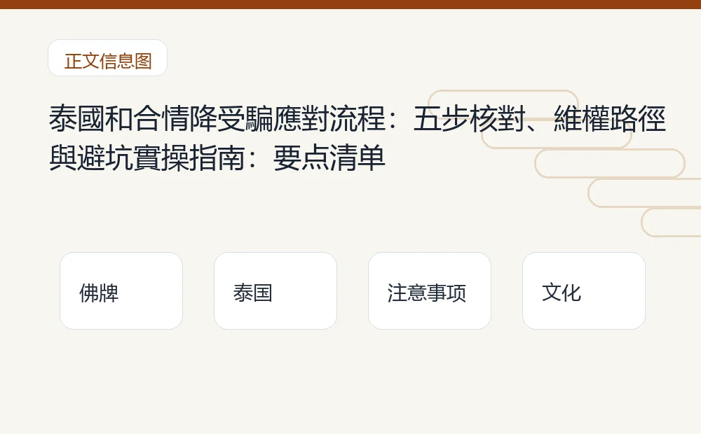 泰國和合情降受騙應對流程:五步核對、維權路徑與避坑實操指南插图1 泰國和合情降受騙應對流程:五步核對、維權路徑與避坑實操指南:要点清单 泰国佛牌与法事内容说明图