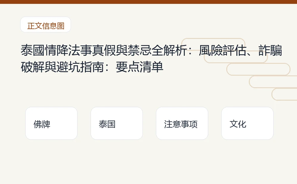 泰國情降法事真假與禁忌全解析:風險評估、詐騙破解與避坑指南插图1 泰國情降法事真假與禁忌全解析:風險評估、詐騙破解與避坑指南:要点清单 泰国佛牌与法事内容说明图