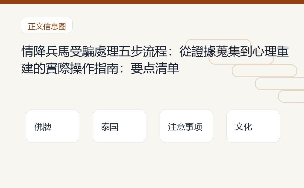 情降兵馬受騙處理五步流程:從證據蒐集到心理重建的實際操作指南插图1 情降兵馬受騙處理五步流程:從證據蒐集到心理重建的實際操作指南:要点清单 泰国佛牌与法事内容说明图