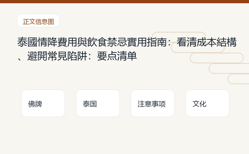 泰國情降費用與飲食禁忌實用指南:看清成本結構、避開常見陷阱插图1 泰國情降費用與飲食禁忌實用指南:看清成本結構、避開常見陷阱:要点清单 泰国佛牌与法事内容说明图