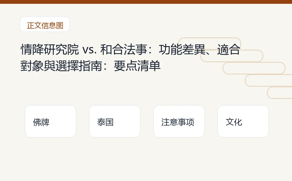 情降研究院 vs. 和合法事:功能差異、適合對象與選擇指南插图1 情降研究院 vs. 和合法事:功能差異、適合對象與選擇指南:要点清单 泰国佛牌与法事内容说明图